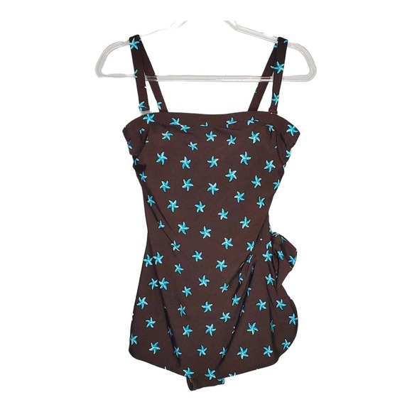 Paradise Bay Other - Paradise Bay Swimsuit One Piece Bathing Suit Brown Starfish Size 16